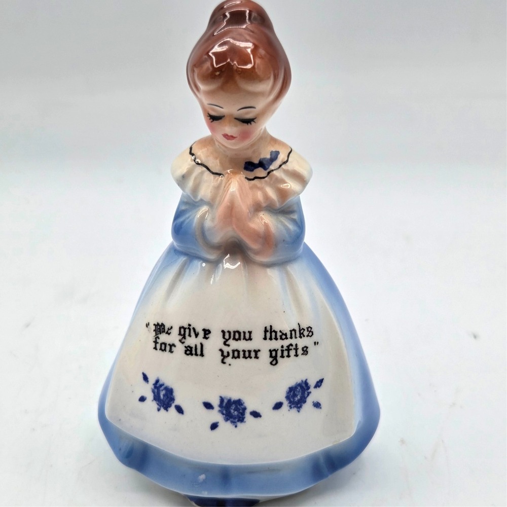 Vintage Blue Praying Girl Salt‎ or Pepper Shaker 1950s Enesco